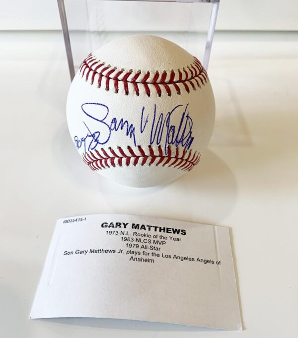 Gary Matthews Autographed Baseball 1973 N.L. Rookie of the Year