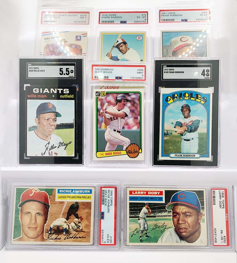 Graded vintage baseball cards. Repacked Wax Santa Box.