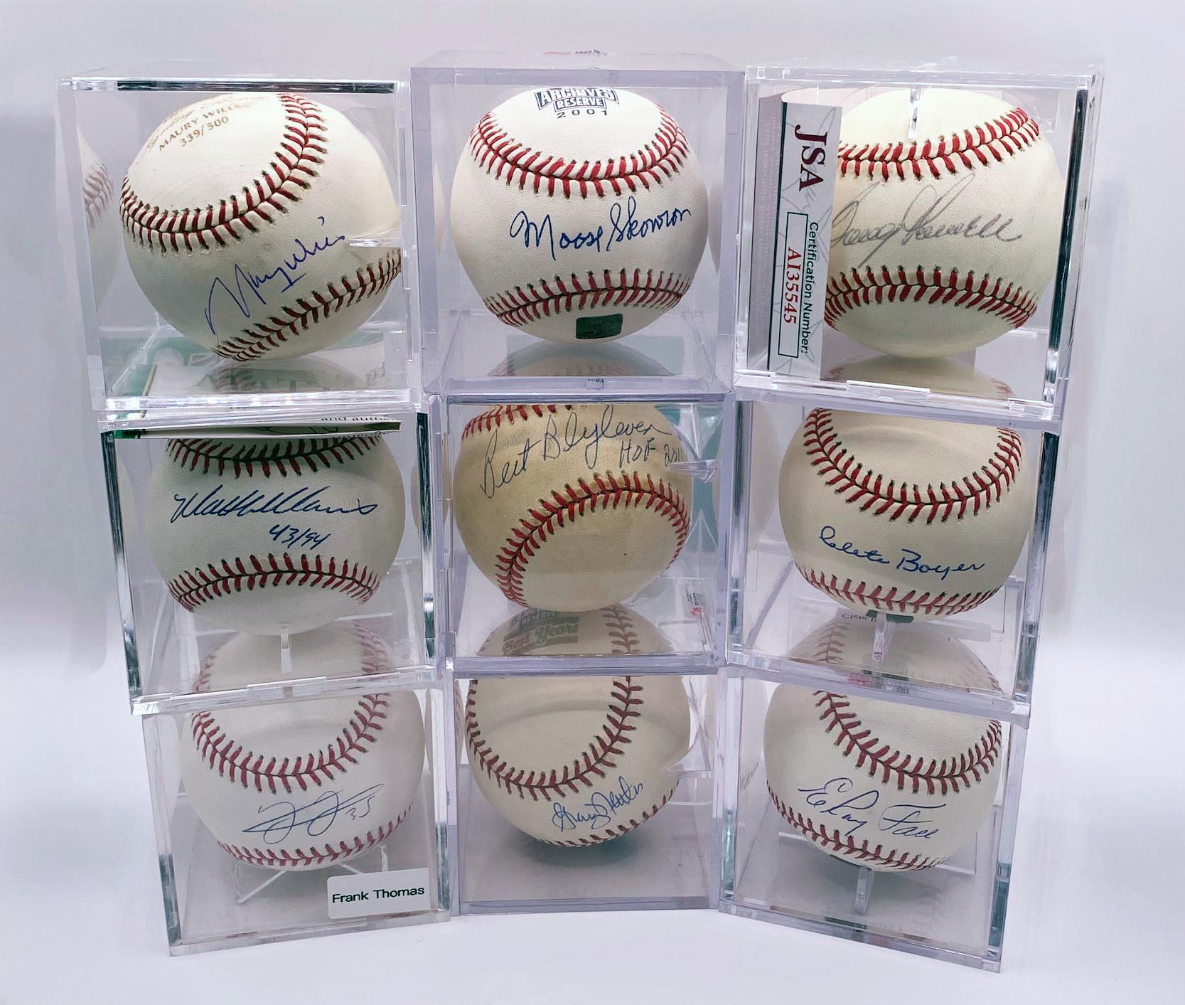 Autographed baseballs. Repacked Wax Santa Boxes