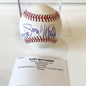 Gary Matthews Autographed Baseball - MINT - 1973 N.L. Rookie of the Year